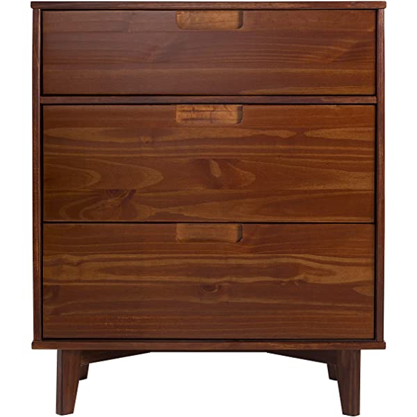 Walker Edison Mid Century Modern Grooved Handle Wood Dresser Bedroom Storage Drawer Organizer Closet Hallway, 6 Drawer, Caramel Caramel 1 pack 6 Drawer