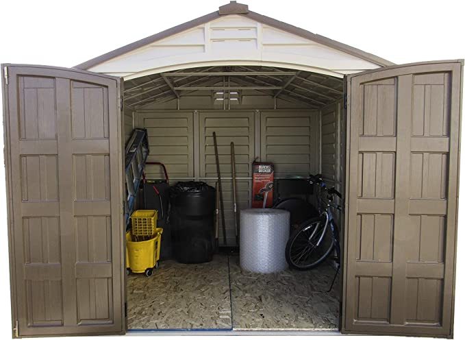 8’ x 8’ Plastic Garden Storage Shed Adobe & Brown Fire Retardant & All-Weather