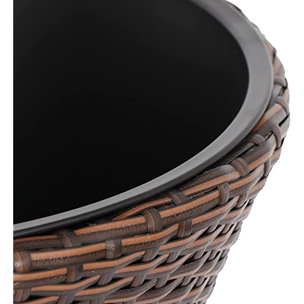 ZENY Cool Bar Rattan Style Patio Pool Cooler Table W/Height Adjustable Top Outdoor Wicker Ice Bucket Cocktail Coffee Table for Party Deck Pool Use, Set of 2