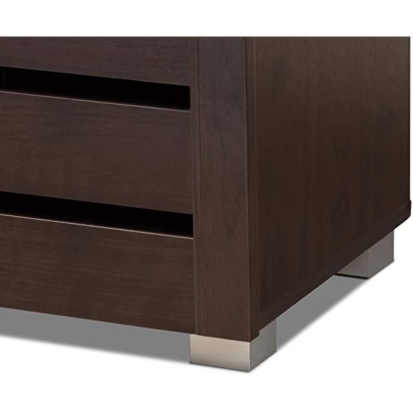 Wholesale Interiors Baxton Studio Adalwin Modern and Contemporary 3-Door Dark Brown Wooden Entryway Shoes Storage Cabinet