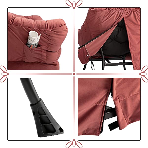 AbocoFur Modern Large Cotton Fabric Lazy Chair，Accent Contemporary Lounge Chair, Single Steel Frame Leisure Sofa Chair with Armrests and A Side Pocket, Beige