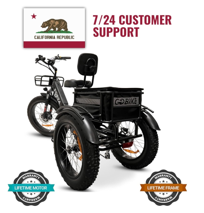 · MALISA Electric Trike for Adults, 3 Wheel Motorized Bicycle with Big Wheels, Long Range Adult.