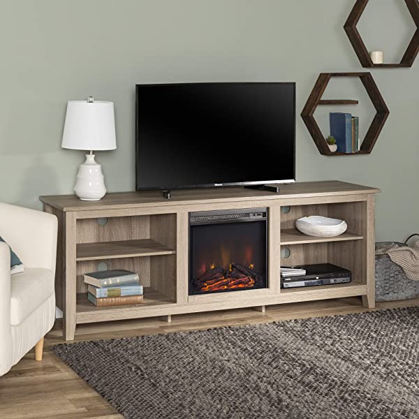 Walker Edison Wren Classic 4 Cubby TV Stand for TVs up to 65 Inches, 58 Inch, Black Black 58 InchTV Stand