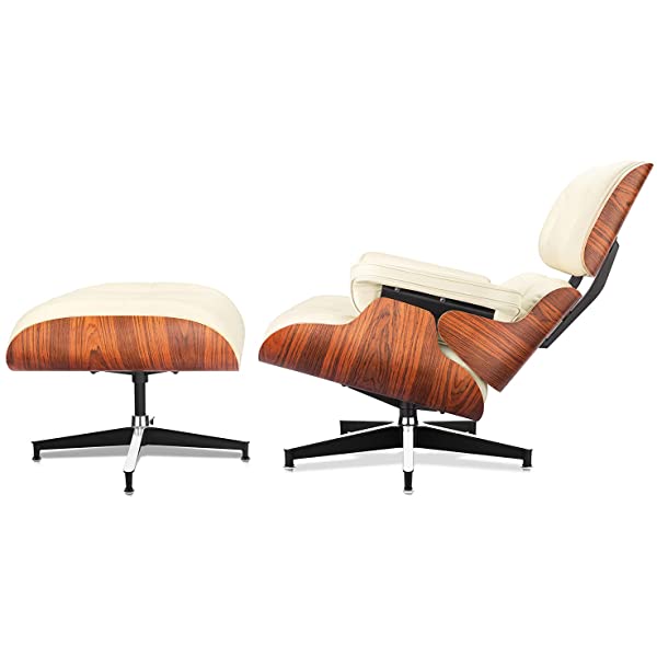 Mid Century Lounge Chair and Ottoman, Modern Chair Classic Design, Top Grain Leather Palisander Wood, Heavy Duty Base Support for Living Room, Study, Lounge, Office (Nomal, Style1-1) Nomal Style1-1