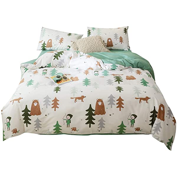 New Cartoon Animals Elephant Print Duvet Cover Sets for Kids 100% Cotton Reversible Soft 3 Pieces Kids Bedding Duvet Cover Pillowcases Kawaii Cloud Bedding Sets, Queen/Full Full/Queen (1 Duvet Cover + 2 Pillowcases) Multi A00 Elephant Bunny Balloon