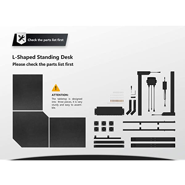 FEZIBO Dual Motor L-Shaped Electric Standing Desk, 48 Inches Height Adjustable Corner Desk, Full Sit Stand Home Office Table with Splice Board, Black Frame/Rustic Brown Top