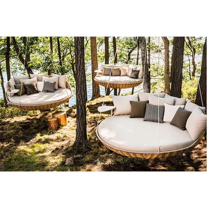 【Furniture】Outdoor rattan hammock round swing rattan chair bird's nest cradle