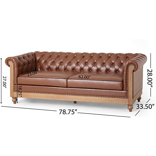 Christopher Knight Home Castalia Sofas, Midnight Black + Dark Brown Midnight Black + Dark Brown Birch Wood