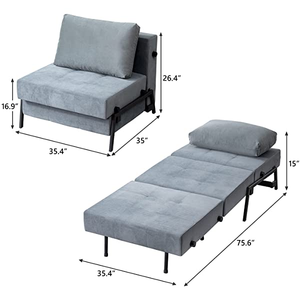 Vonanda Sofa Bed, Folding Velvet Sleeper Sofa, Modern Sleeper Chair Bed with Hidden Legs and Sturdy Frame for Small Living Space, Velvet Hunter Green