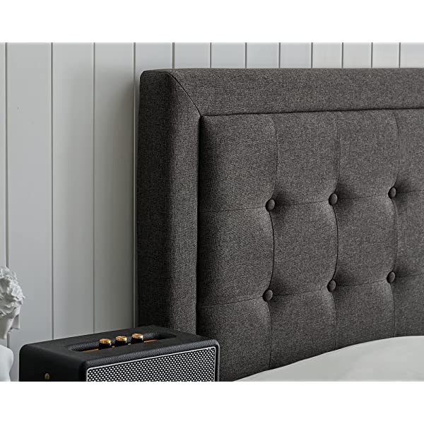 Amerlife Queen Bed Frame Upholstered Platform Bed with Adjustable Headboard - Button Tufted Mattress Foundation with Wooden Slat Support/No Box Spring Needed/Easy Assembly (Beige) Queen Beige