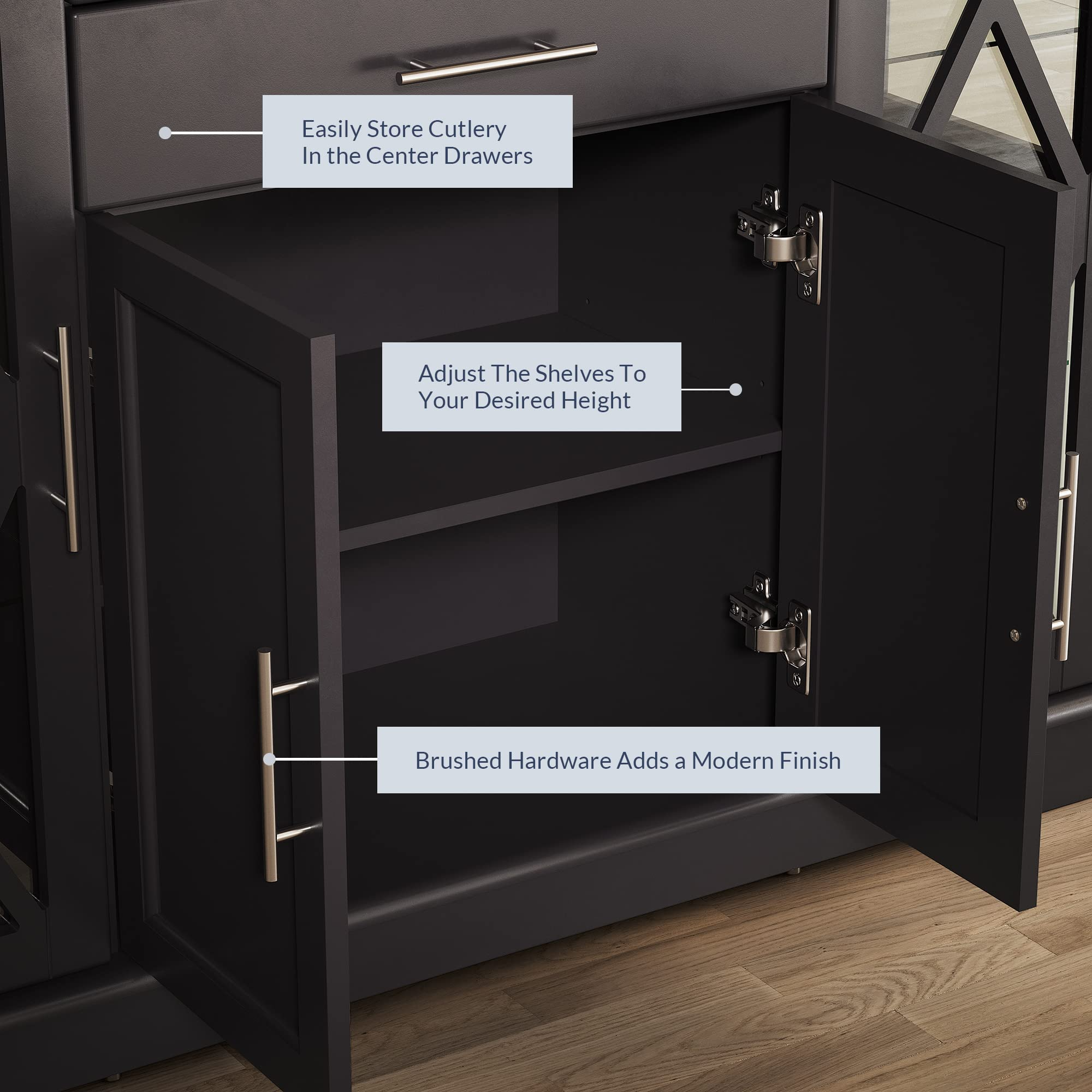 【Furniture】Wood 47 Inch Sideboard Buffet Storage Cabinet Console Sofa Table, Kitchen Dining Room Home Decor