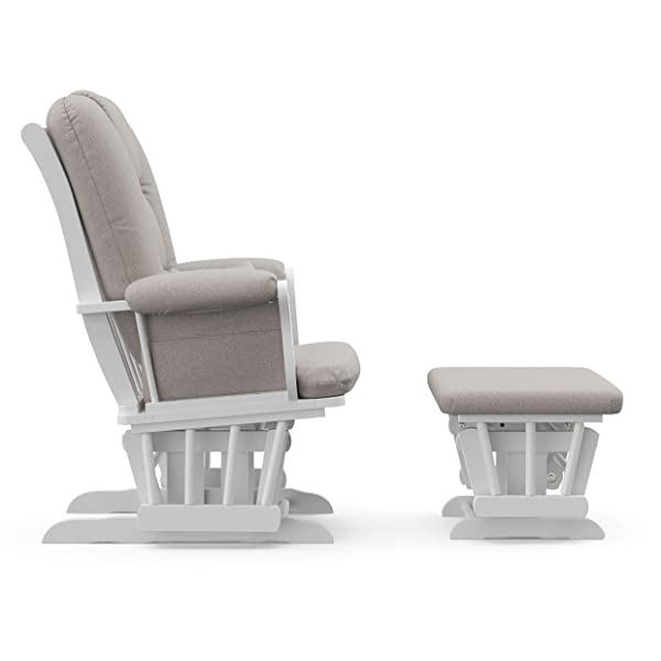 Storkcraft Tuscany Custom Glider and Ottoman with Free Lumbar Pillow, Black/Grey, Cleanable Upholstered Comfort Rocking Nursery Chair with Ottoman Black/Gray