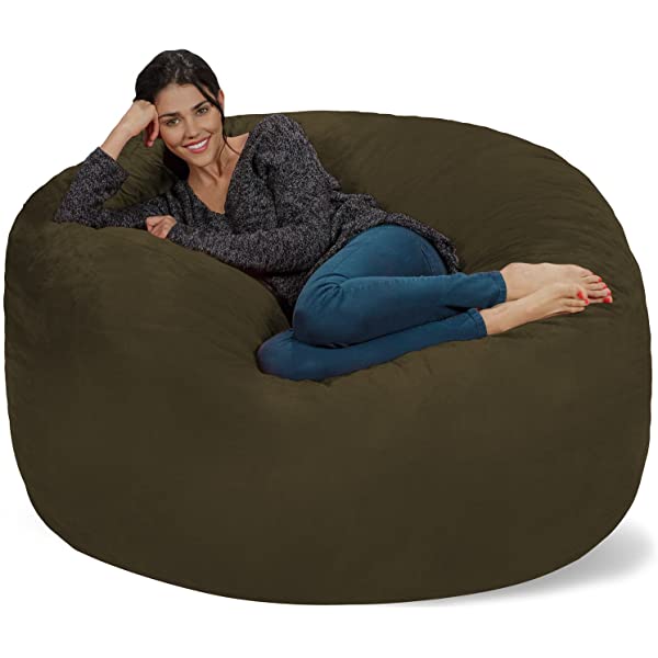 Chill Sack Bean Bag Chair: Giant 5' Memory Foam Furniture Bean Bag - Big Sofa with Soft Micro Fiber Cover - Navy Microsuede - Navy