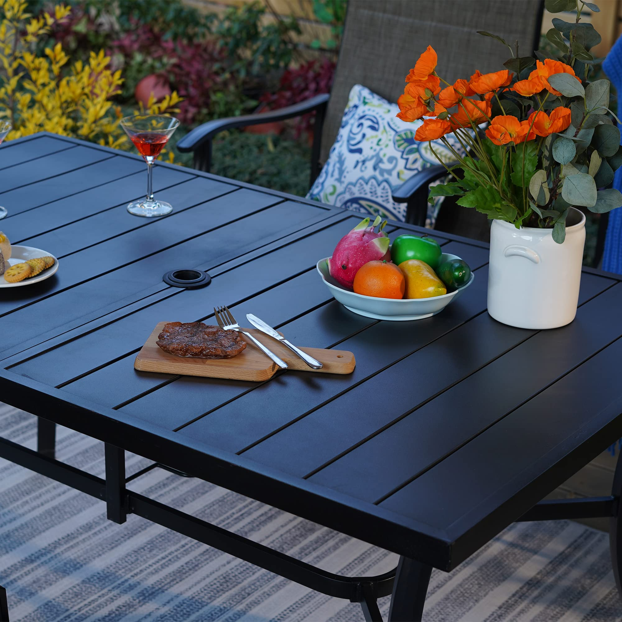 【Home&Garden】Patio Dining Set Patio Set for 6 Person Outdoor Furniture Set with 13ft Patio Umbrella