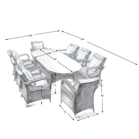 8 Savannah Armchairs Oval Table Set - Low Price for a Limited Time