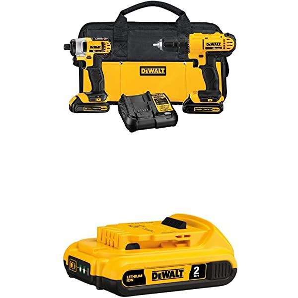 DEWALT 20V Max Cordless Drill Combo Kit, 2-Tool (DCK240C2),Yellow/Black Drill Driver/Impact Combo Kit 20V Combo Kit