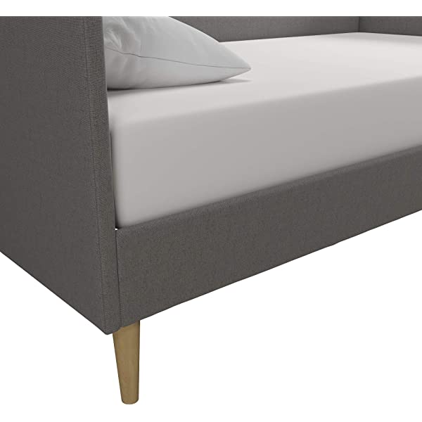 DHP Franklin Mid Century Upholstered Daybed, Sofa Bed, Twin Size Frame, Tan Linen Linen Twin Tan