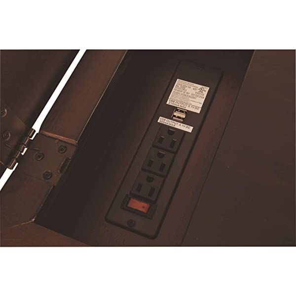 Signature Design by Ashley Tyler Creek Rustic Chair Side End Table with Pull-Out Tray & USB Ports, Brown Blackish Brown Table