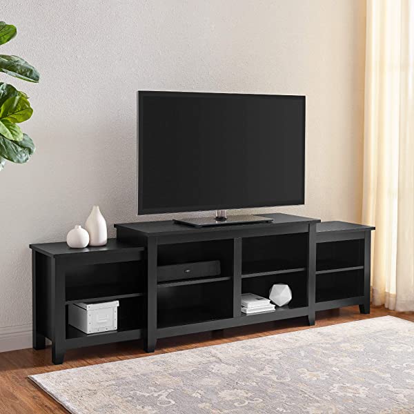 Walker Edison Wren Classic 4 Cubby TV Stand for TVs up to 65 Inches, 58 Inch, Black Black 58 InchTV Stand