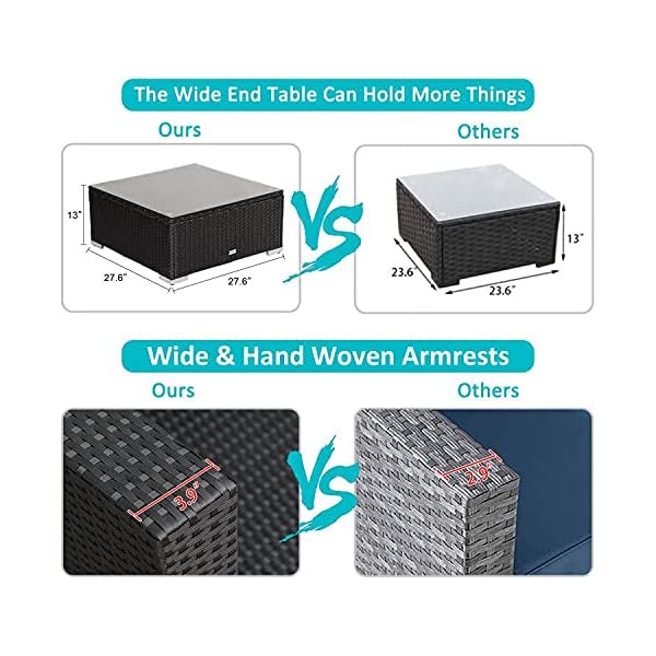 Kinsunny Peach Tree 7 PCs Outdoor Patio Furniture Sets PE Rattan Wicker Sofa Sectional Furniture Set with 2 Pillows and Tea Table