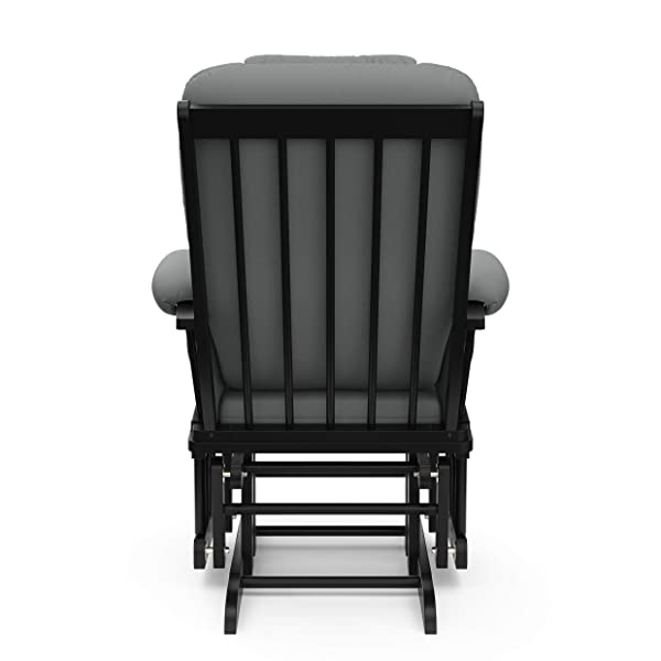 Storkcraft Tuscany Custom Glider and Ottoman with Free Lumbar Pillow, Black/Grey, Cleanable Upholstered Comfort Rocking Nursery Chair with Ottoman Black/Gray