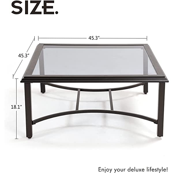 Grand Patio Patio Furniture Coffee Table Outdoor Side Table Glass Black