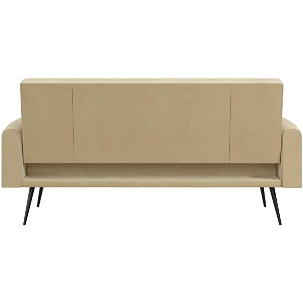 Novogratz 2360379N Z Stevie, Convertible Sofa Bed Couch, Ivory Velvet Futon