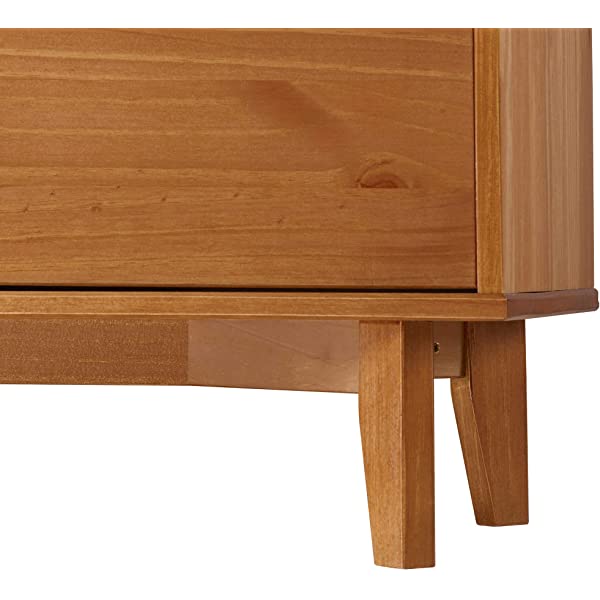 Walker Edison Mid Century Modern Grooved Handle Wood Dresser Bedroom Storage Drawer Organizer Closet Hallway, 6 Drawer, Caramel Caramel 1 pack 6 Drawer
