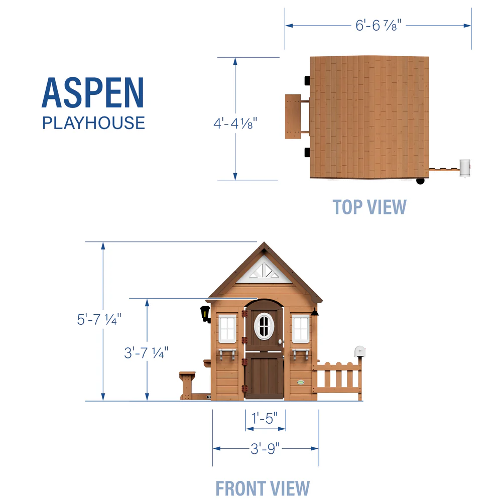 Aspen All Cedar Wooden Playhouse, Country Style, Dutch Front Door, Flower Pot Holders