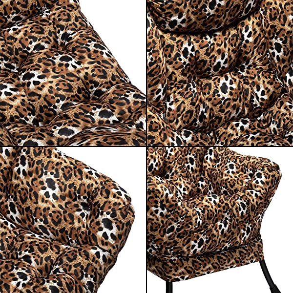 AbocoFur Modern Large Cotton Fabric Lazy Chair，Accent Contemporary Lounge Chair, Single Steel Frame Leisure Sofa Chair with Armrests and A Side Pocket, Beige