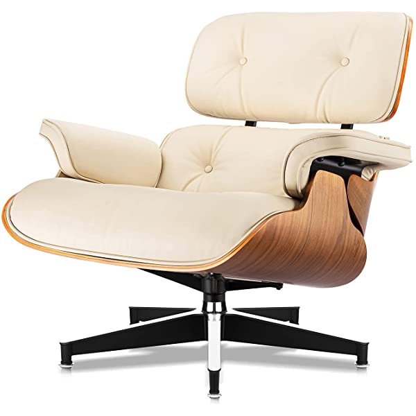 Mid Century Lounge Chair and Ottoman, Modern Chair Classic Design, Top Grain Leather Palisander Wood, Heavy Duty Base Support for Living Room, Study, Lounge, Office (Nomal, Style1-1) Nomal Style1-1