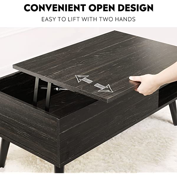 WLIVE Wood Lift Top Coffee Table with Hidden Compartment and Adjustable Storage Shelf, Lift Tabletop Dining Table for Home Living Room, Office, Rustic Oak