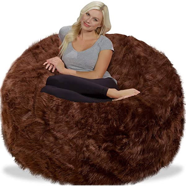 Chill Sack Bean Bag Chair: Giant 5' Memory Foam Furniture Bean Bag - Big Sofa with Soft Micro Fiber Cover - Navy Microsuede - Navy