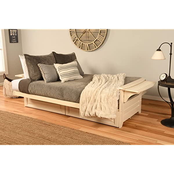 Kodiak Furniture Futon Set, Full, White Suede Navy