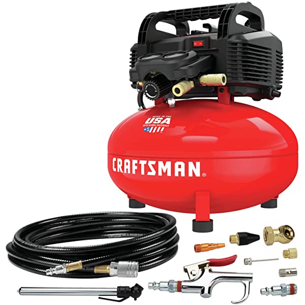 CRAFTSMAN Air Compressor, 6 Gallon, Pancake, Oil-Free with 13 Piece Accessory Kit (CMEC6150K) Air Compressor w/ Accessory Kit