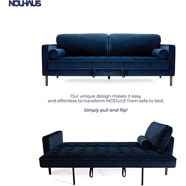 Nouhaus Module, Sleeper Sofa Bed Couch. 7ft Luxury Convertible Sofa Futon Bed with No Roll Together Latex. Ivory Woven Pull Out Bed for Bedroom Couch, Small Apartment Furniture Sofas or RV Couch Woven/Knit Ivory